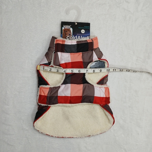 LuvGear Red & White Checker, Thick Lined Puppy/Dog Coat/Jacket, Size S/P - Picture 2 of 6